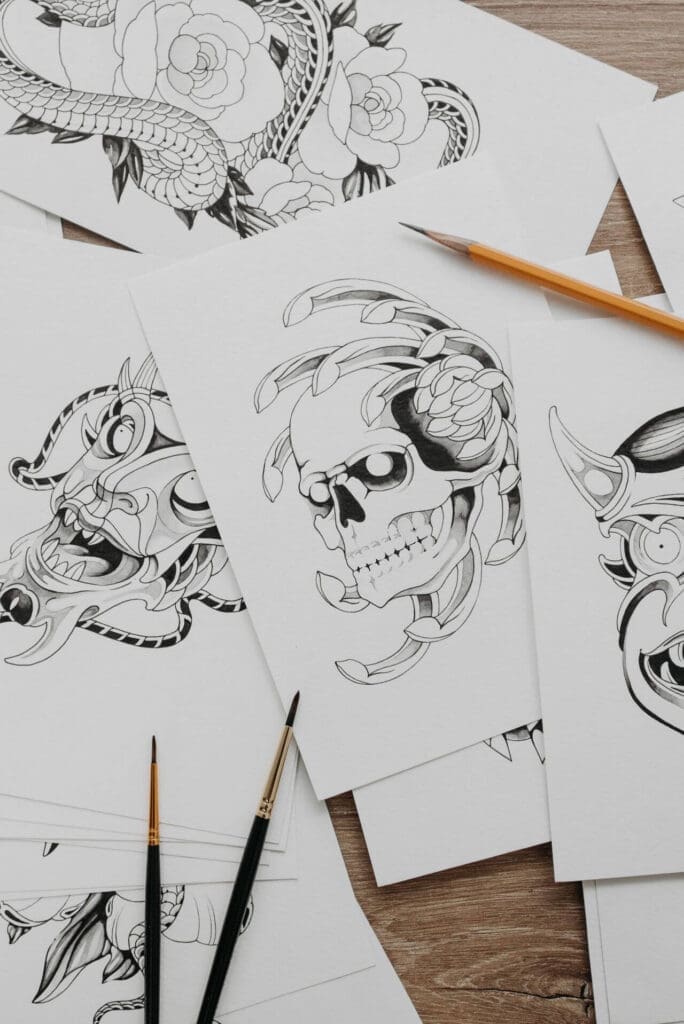 Hannya Mask Tattoo sketches