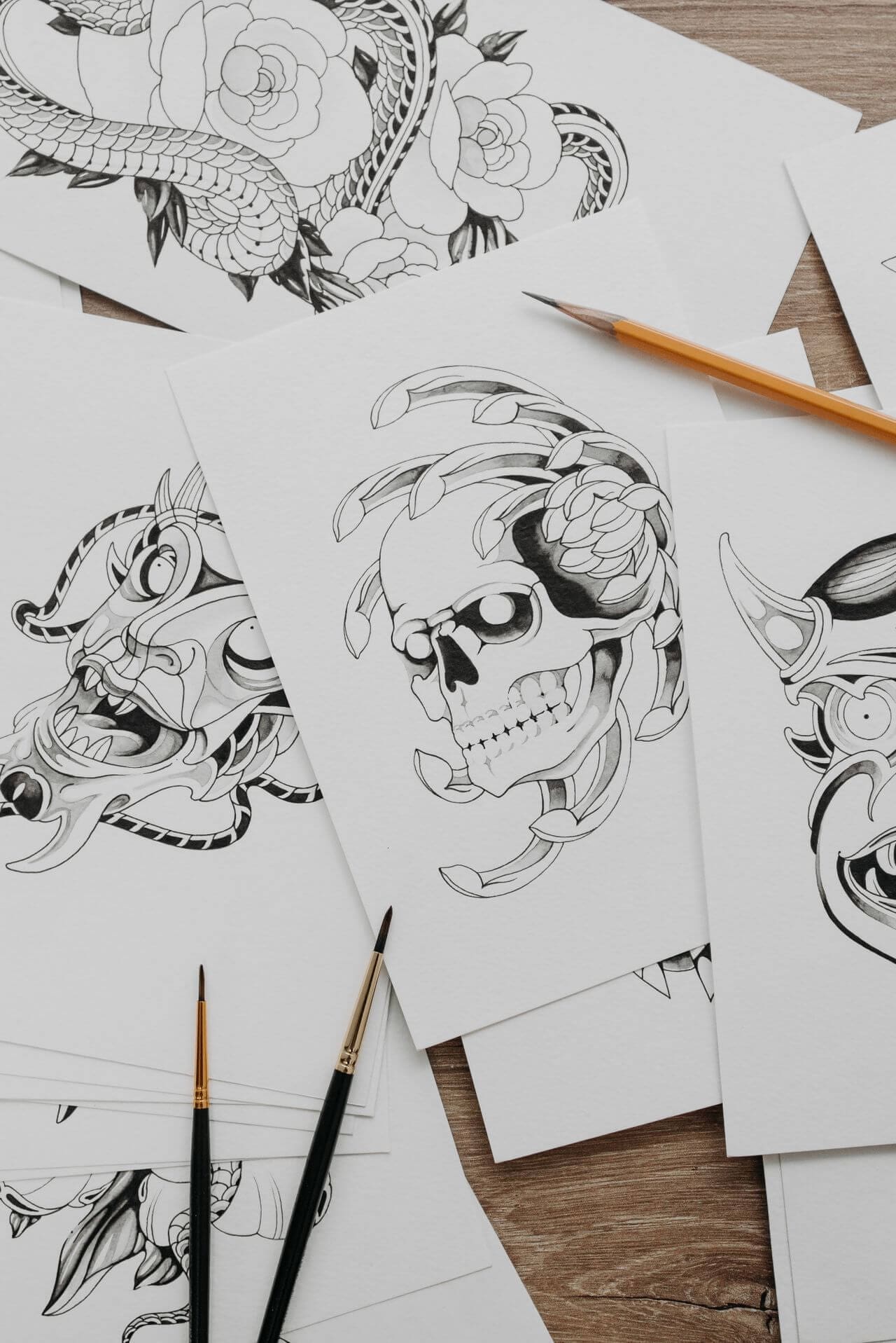 Hannya Mask Tattoo sketches